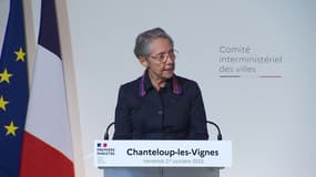 Élisabeth Borne à Chanteloup-les-Vignes le 27 octobre 2023