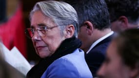 Élisabeth Borne à la Sorbonne, à Paris, le 26 octobre 2023
