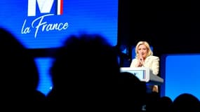 La candidate du RN à la présidentielle Marine Le Pen en meeting à Stiring-Wendel le 1er avril 2022