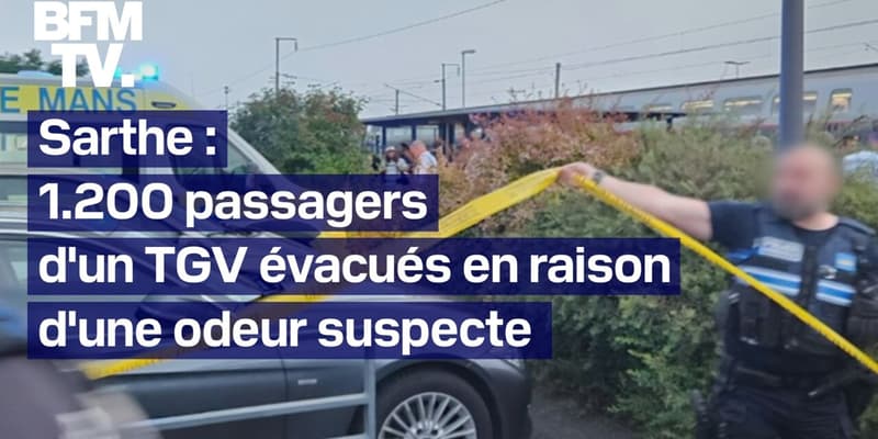Sarthe: 1200 passagers d'un TGV évacués en raison d'une "forte et incommodante" odeur dans une rame